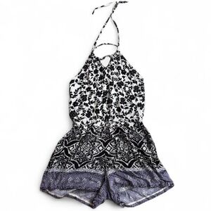 Halter purple and White Floral romper